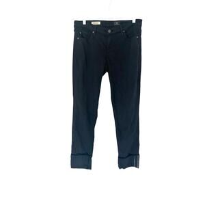 AG Adriano Goldschmied Black The Stevie Cuff Slim Straight Cuffed Ankle Jeans 27